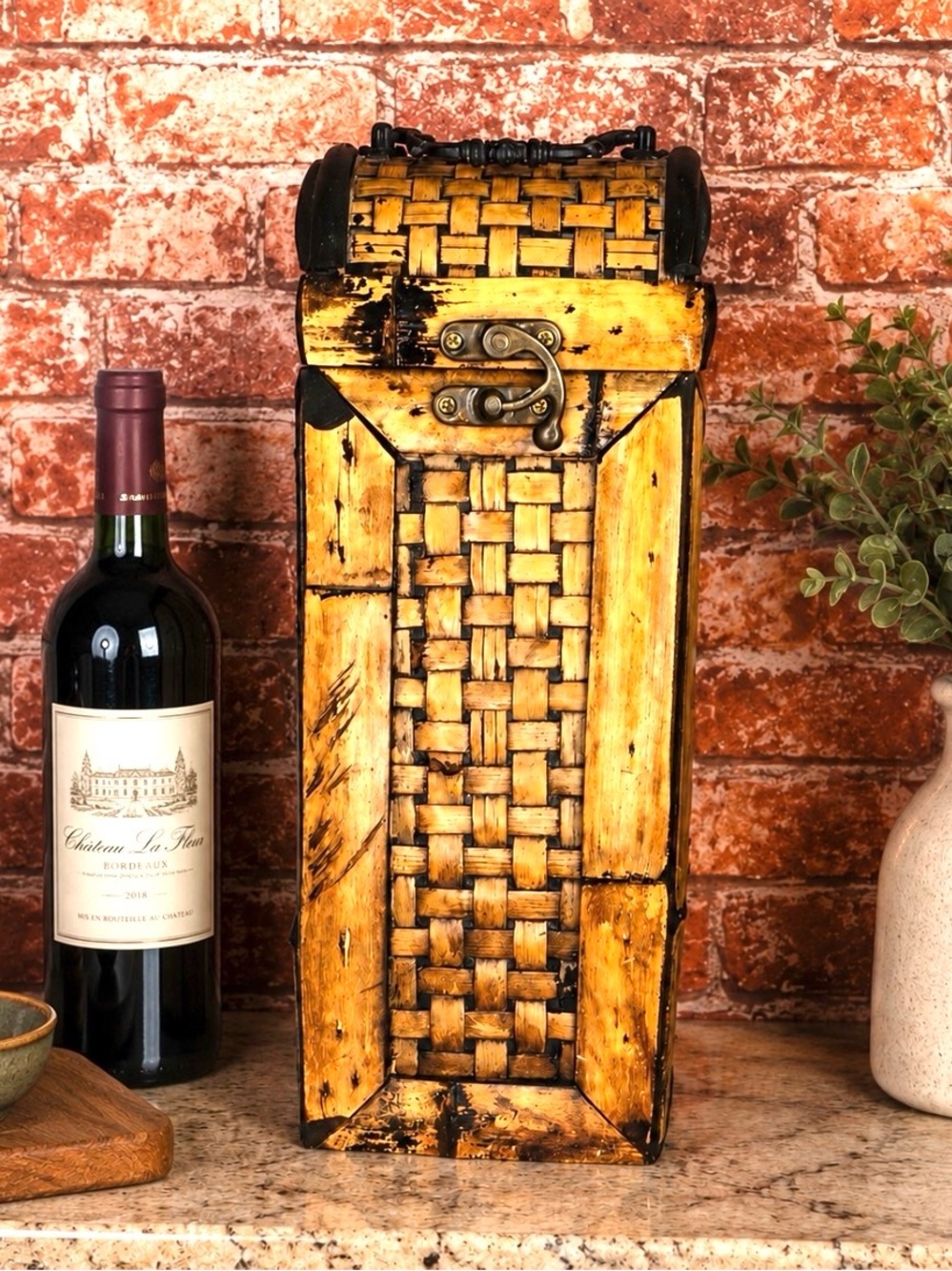 Vintage Three Hands Corp. Bamboo  Wine Carrier